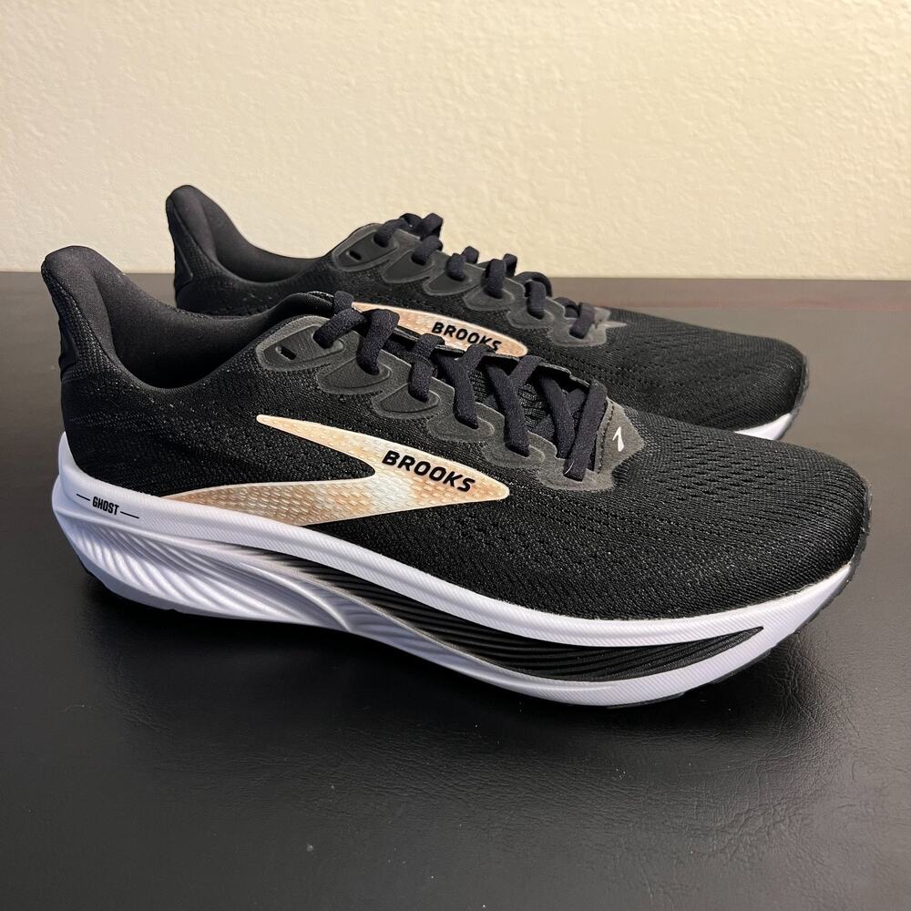 Brooks Shoes Womens Size 9 B Ghost 17 Black Gray White Mesh Running Sneakers